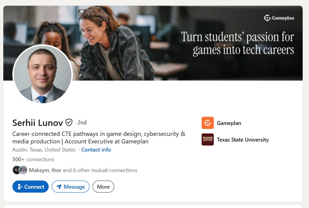 Managed LinkedIn account — Serhii L. · Account Executive
