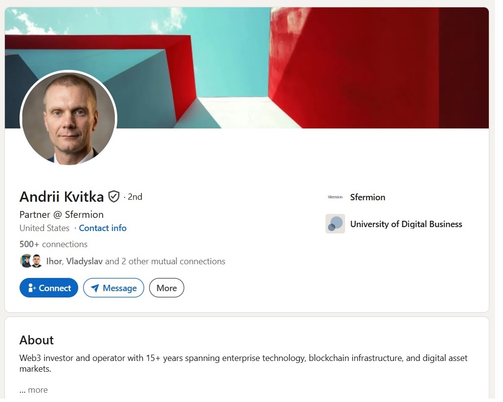 Managed LinkedIn account — Partner · Sfermion